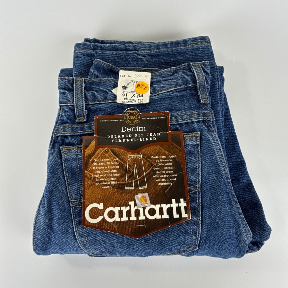 Carhartt Relaxed Fit Flannel Lined Denim Jeans Mens B21 DST 31x34 NWT NOS